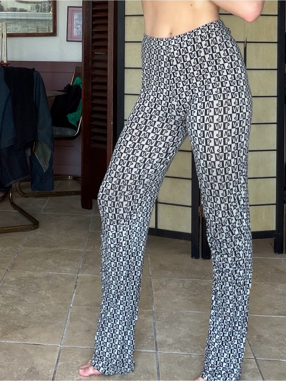 Paloma Wool Black & White Logo Print Lounge Pants